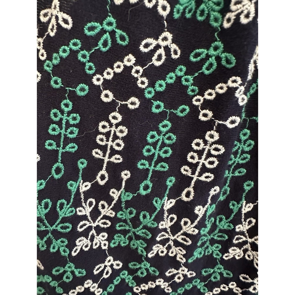 Maeve by Anthropologie Cammie Embroidered Peplum Top Eyelet Navy Green Tank L - Picture 5 of 7